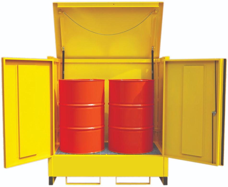 Enclosed Steel Bunded Drum Store | 2 x 205L Drum Storage