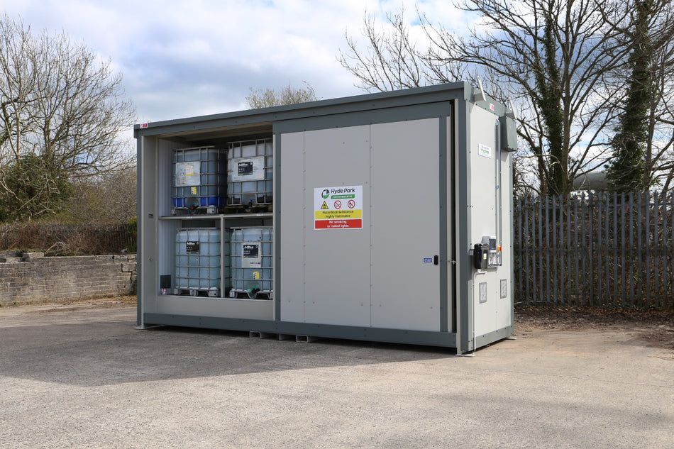 Fire Rated Dual Purpose Storage Unit - 32 Drums 8 IBC's