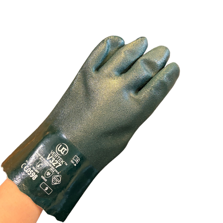 11-Inch Green Double-Dipped PVC Gauntlets – Size 11