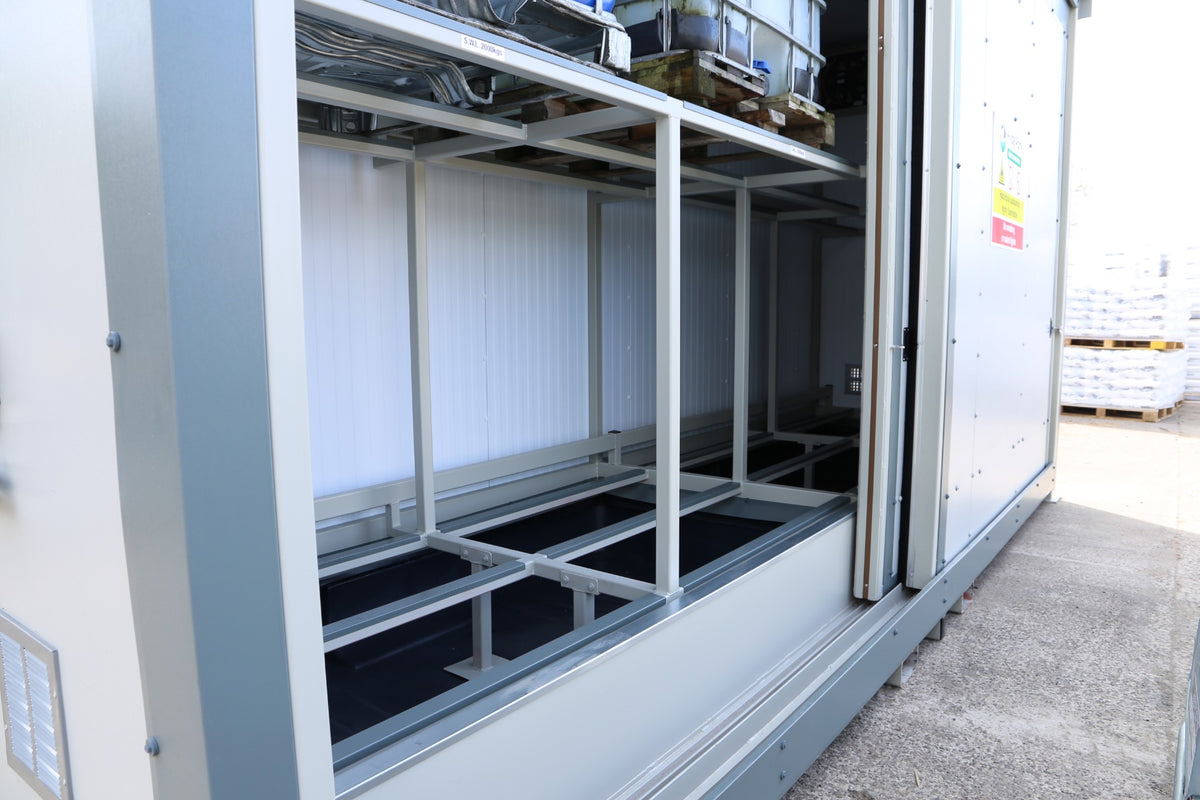 Fire Rated Dual Purpose Storage Unit - 32 Drums 8 IBC's