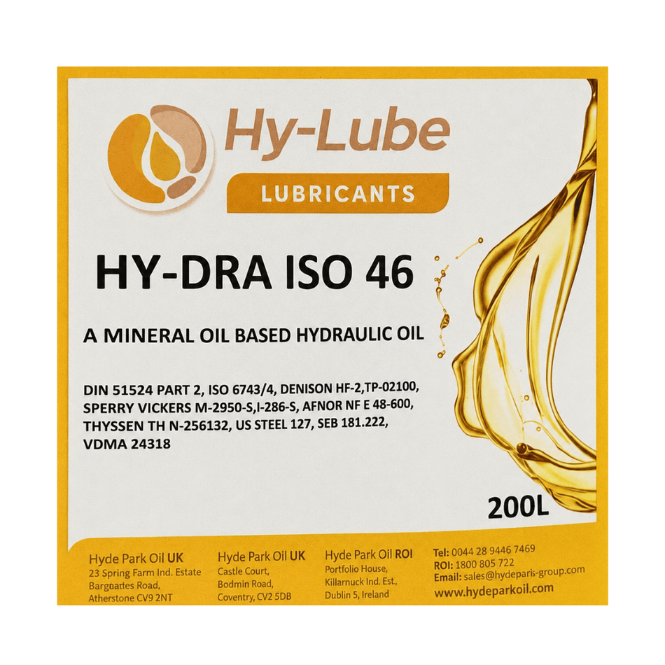 Hy-Lube ISO VG 46 Hydraulic Oil – 205L Drum