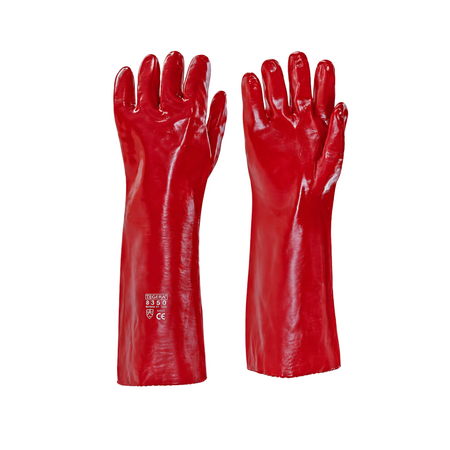 11-Inch Red Double-Dip PVC Gauntlets – Size 10