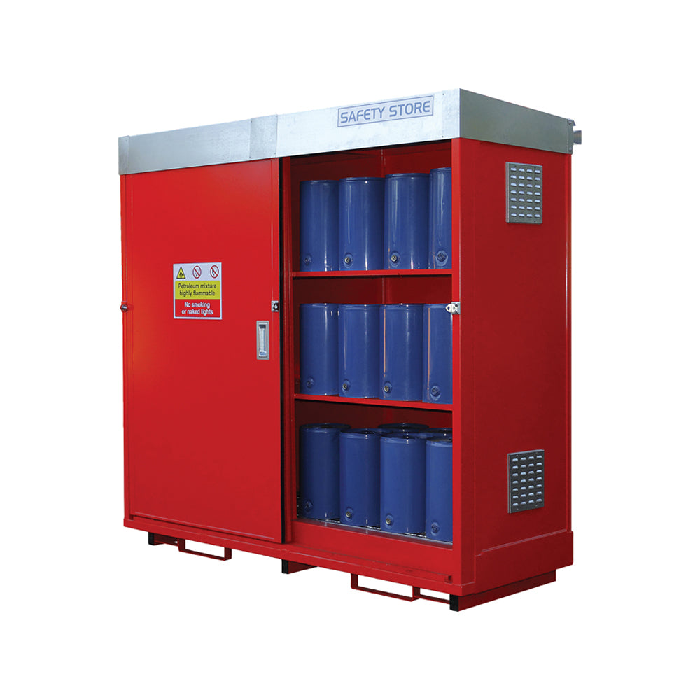 External Petroleum Store for 40 x 25 Litre Drums | Secure Steel Fuel Storage Unit