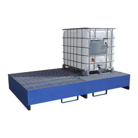 Galvanised Steel Double IBC Spill Pallet | 1300L Steel IBC Bund