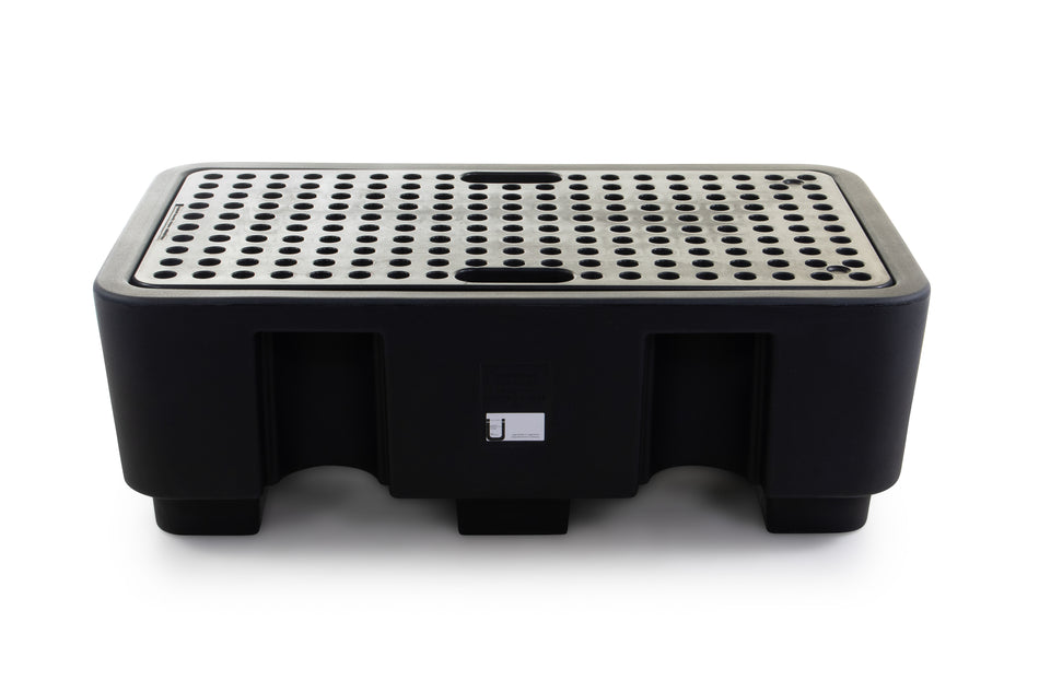 Black Bunded Spill Pallet for 2 x 205L Drums | Polyethylene Drum Spill Containment