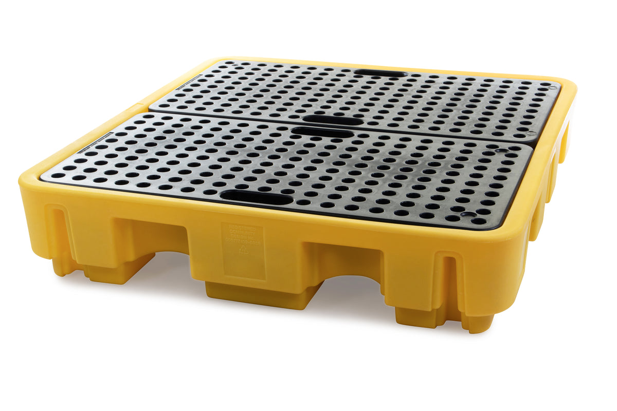 4 Drum Bunded Spill Pallet | 250L Spill Containment for 205L Drums