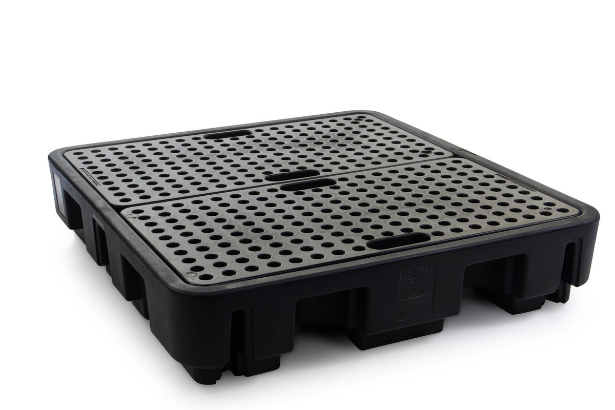 Black Bunded Spill Pallet For 4 x 204L Drums