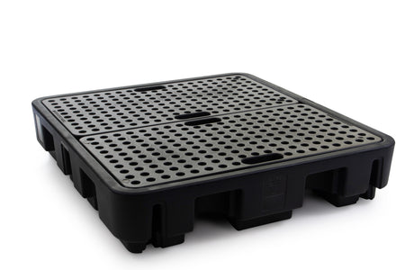Black Bunded Spill Pallet For 4 x 204L Drums