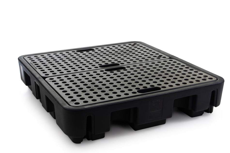 Black Bunded Spill Pallet For 4 x 204L Drums
