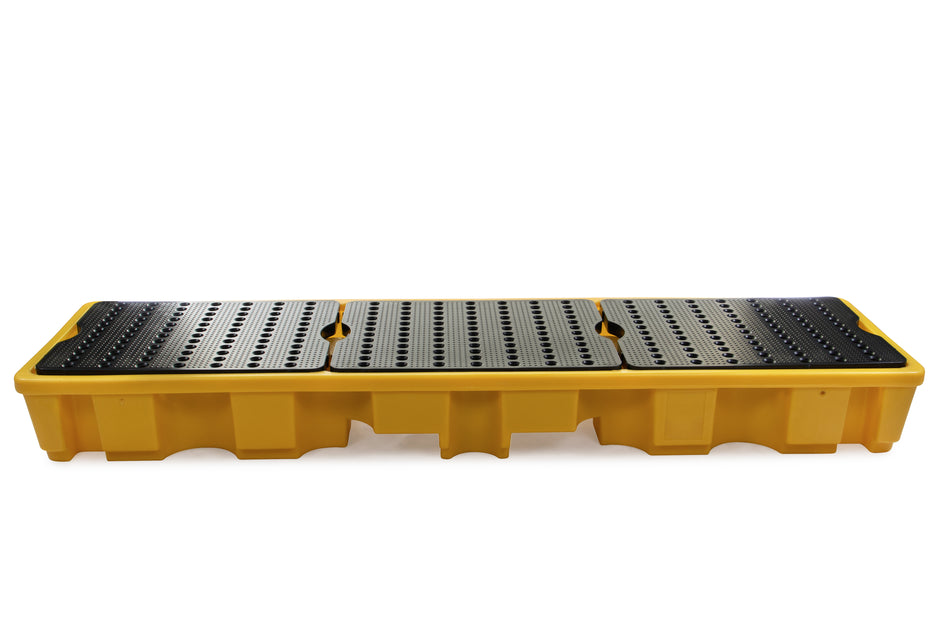 Bunded Spill Pallet for 4 x 205L Drums in a Line | Polyethylene Drum Spill Containment