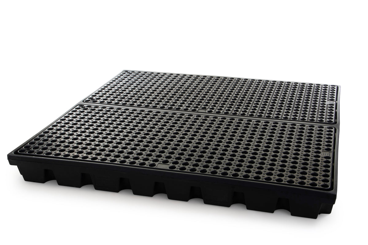 Black Polyethylene Workfloor for 4 x 205L Drums | Low Profile Drum Dispensing Workfloor