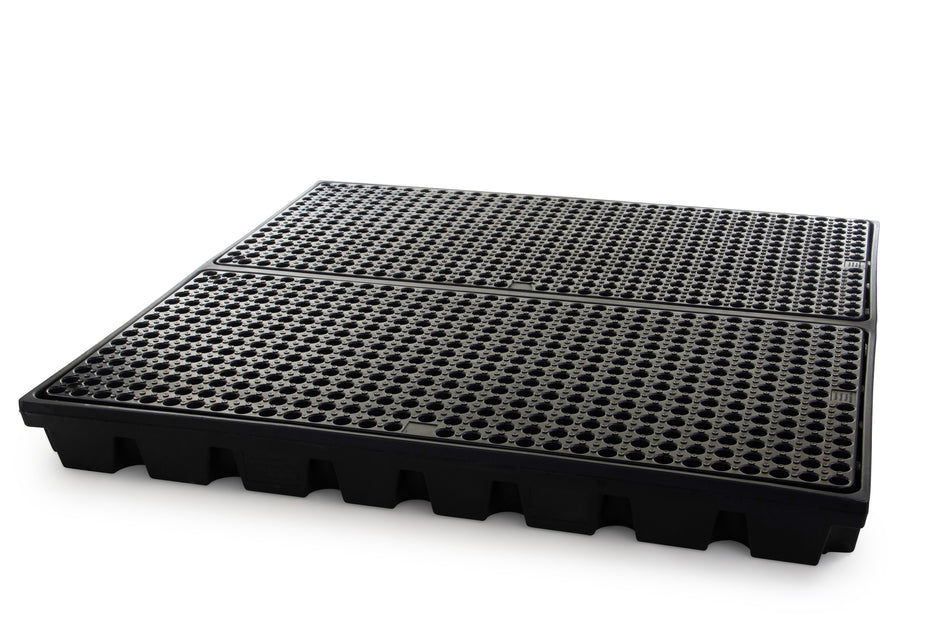 Black Polyethylene Workfloor for 4 x 205L Drums | Low Profile Drum Dispensing Workfloor