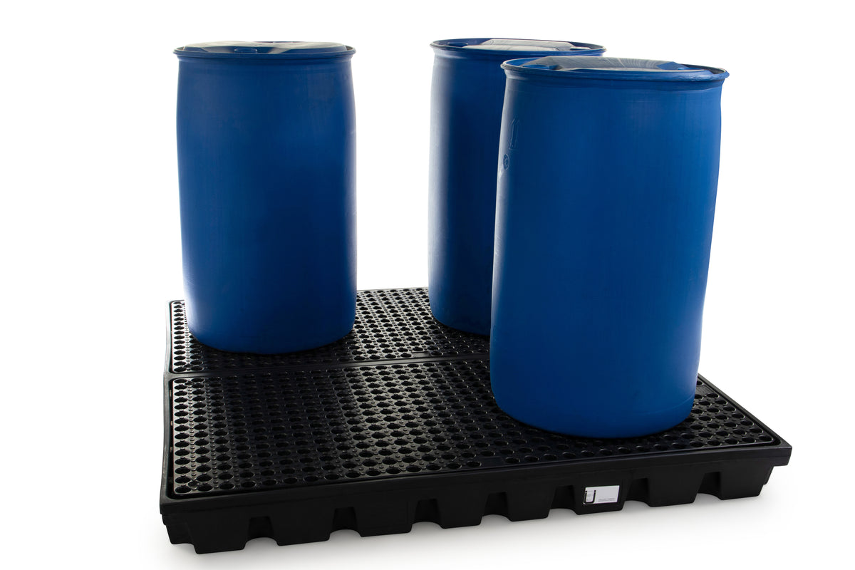 Black Polyethylene Workfloor for 4 x 205L Drums | Low Profile Drum Dispensing Workfloor
