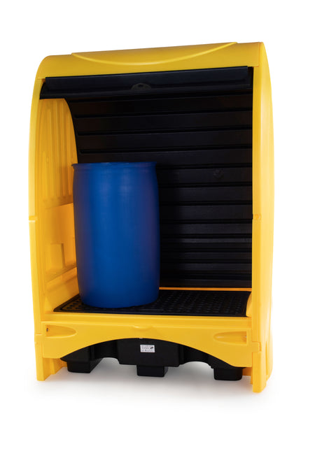 2 Drum Spill Pallet with All Weather Hard Cover | Lockable Outdoor Drum Storage