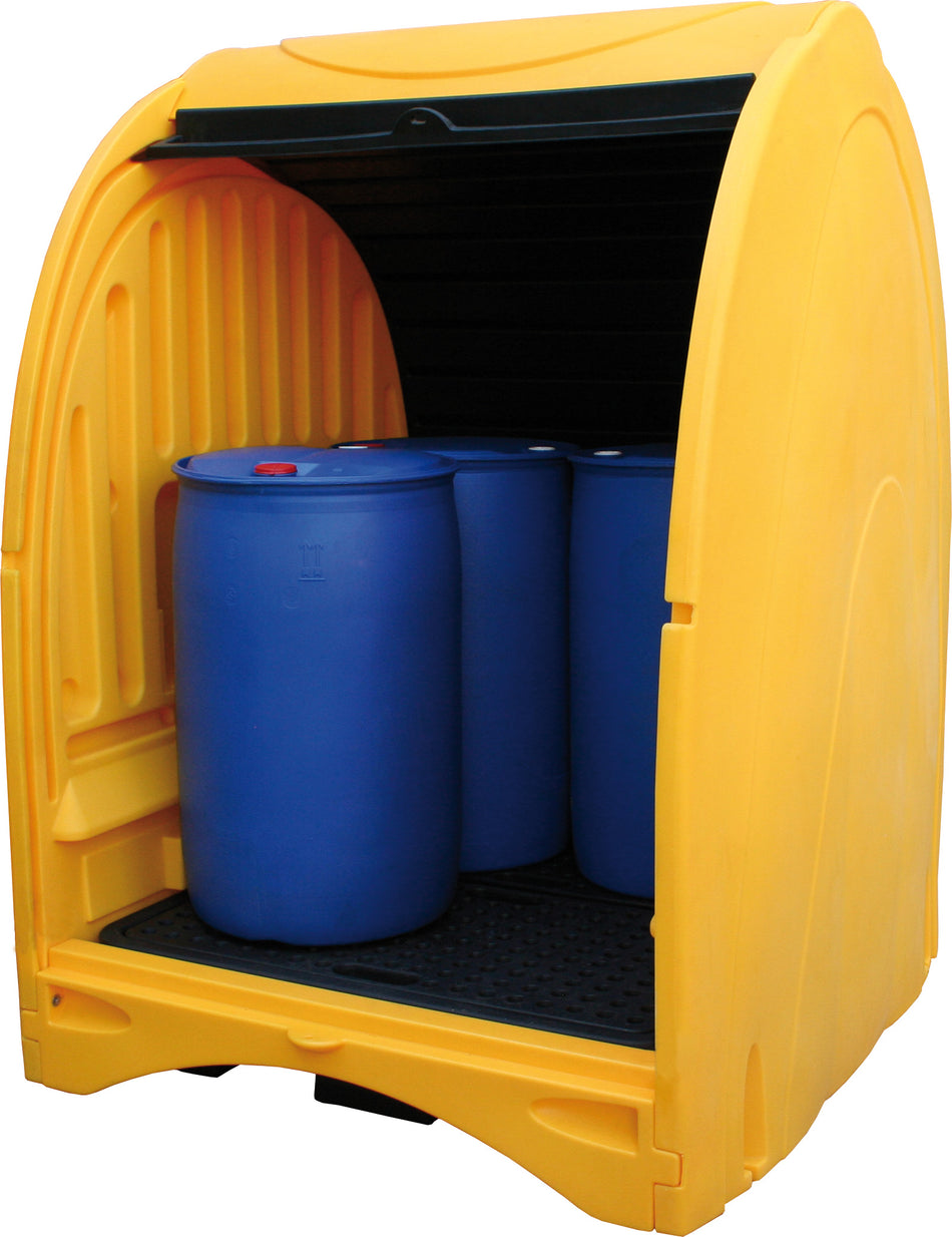 4 Drum Spill Pallet with Hard Cover | Outdoor Bunded Drum Store
