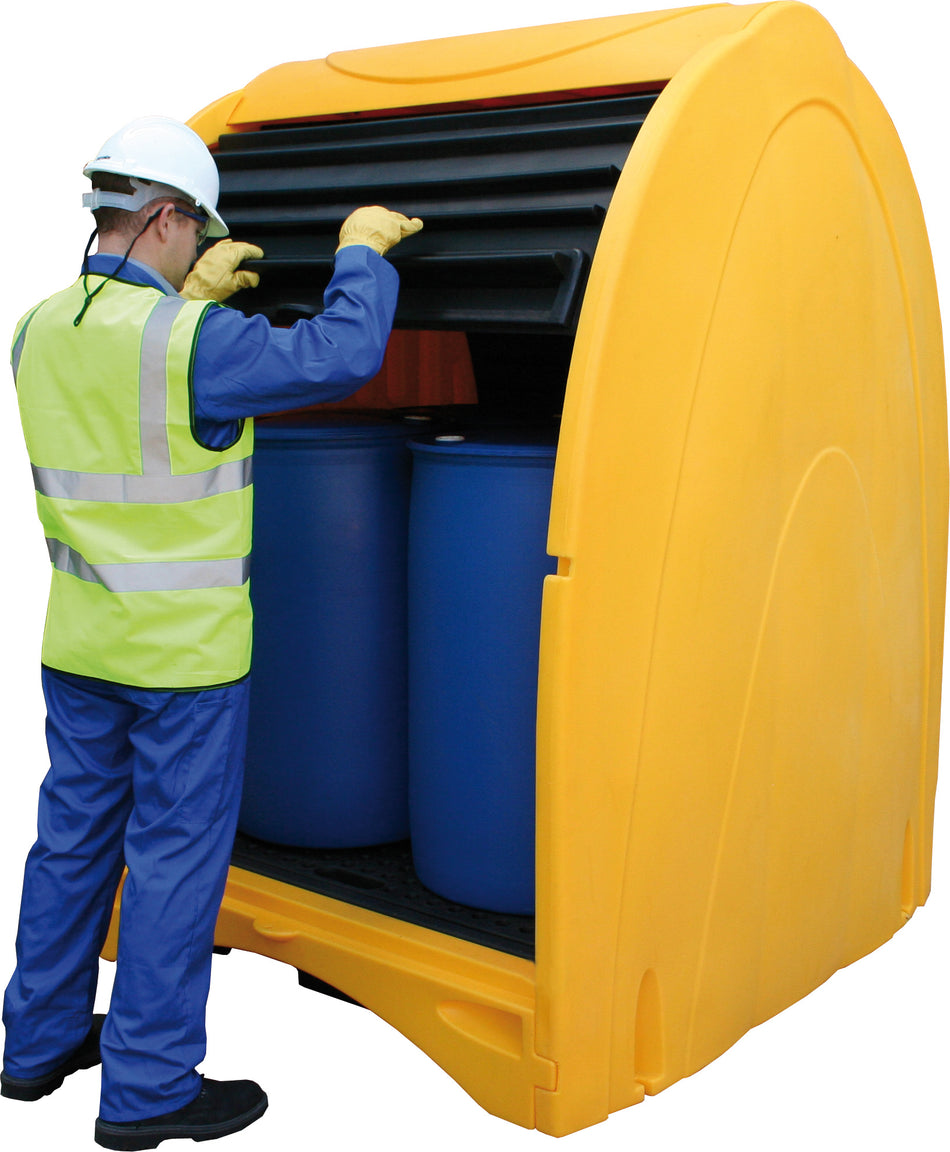 4 Drum Spill Pallet with Hard Cover | Outdoor Bunded Drum Store