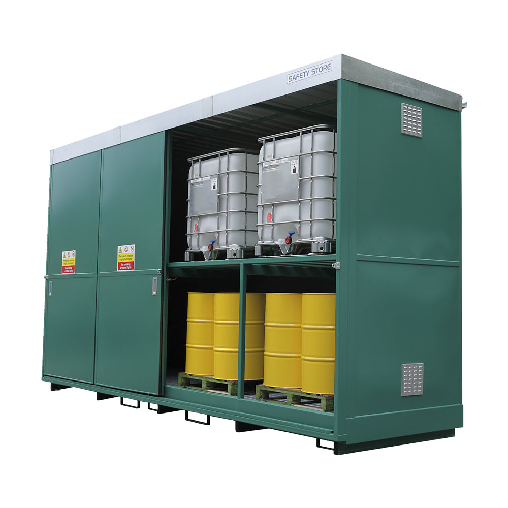 Dual Purpose Storage Unit for 32 Drum/ 8 IBC's