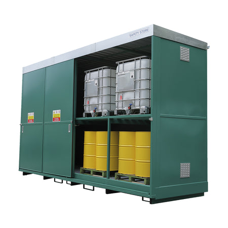 Dual Purpose Storage Unit for 32 Drum/ 8 IBC's