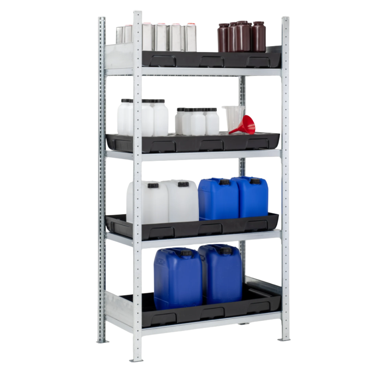 Bunded HazMat Storage Rack | 4 Shelf Chemical Storage Rack