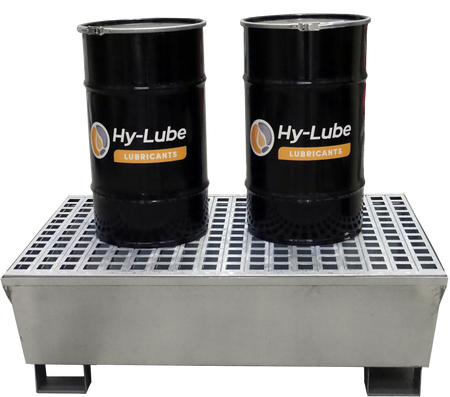 Galvanised Steel Spill Pallet for 4 x 205L Drums | Heavy-Duty Steel Drum Spill Containment