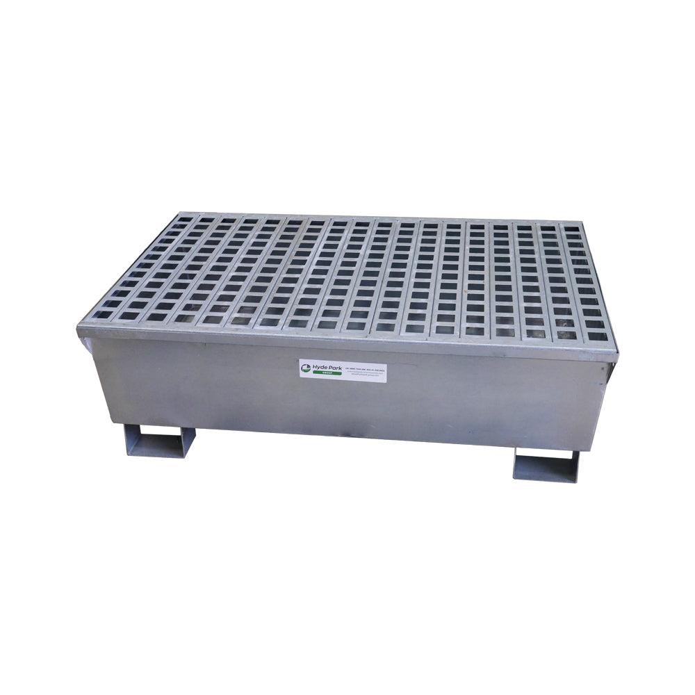 Galvanised Steel Spill Pallet for 2 x 205L Drums | Steel Drum Spill Containment