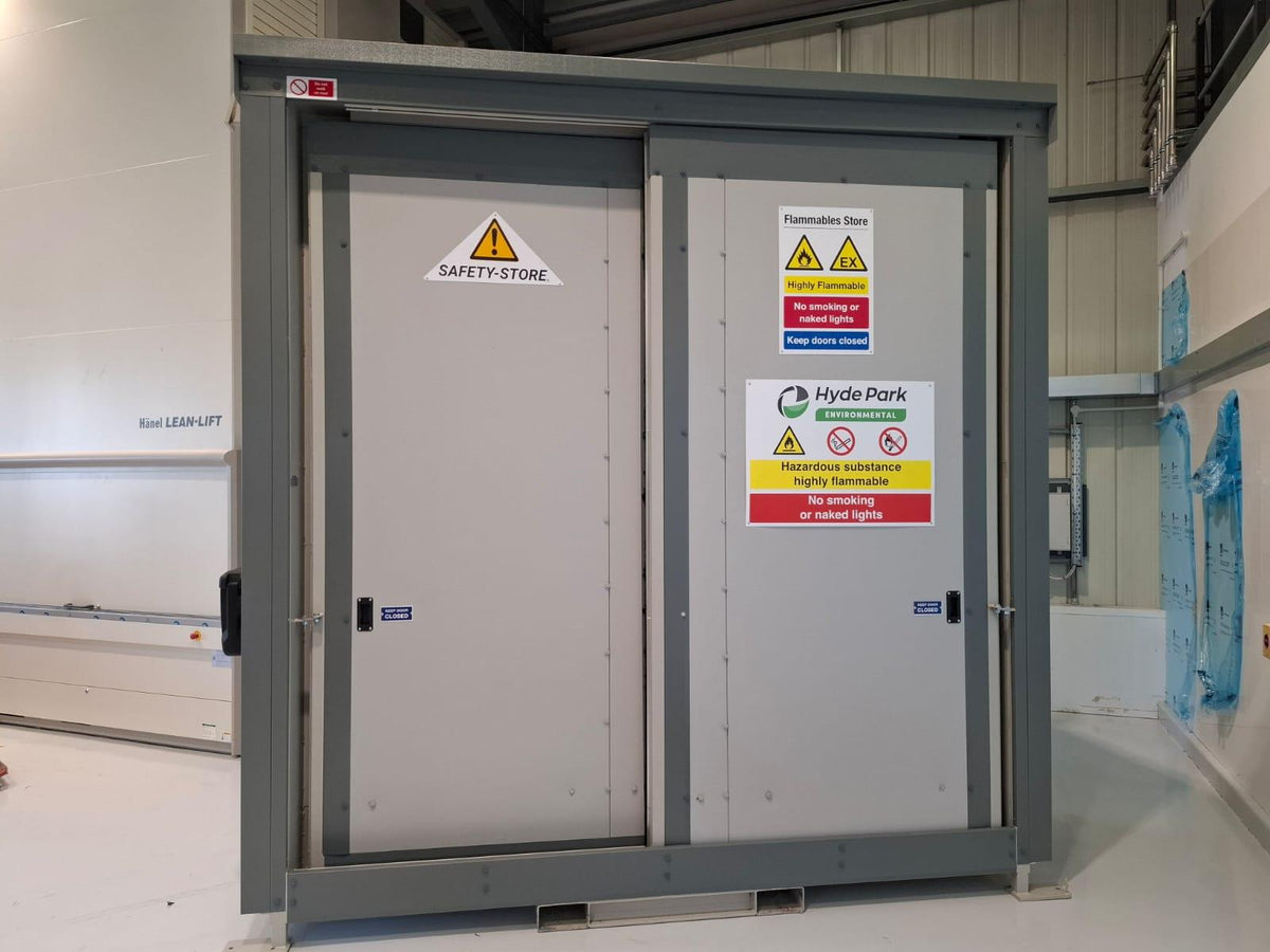 Fire Rated Dual Purpose Storage Unit - 16 Drum 4 IBC's